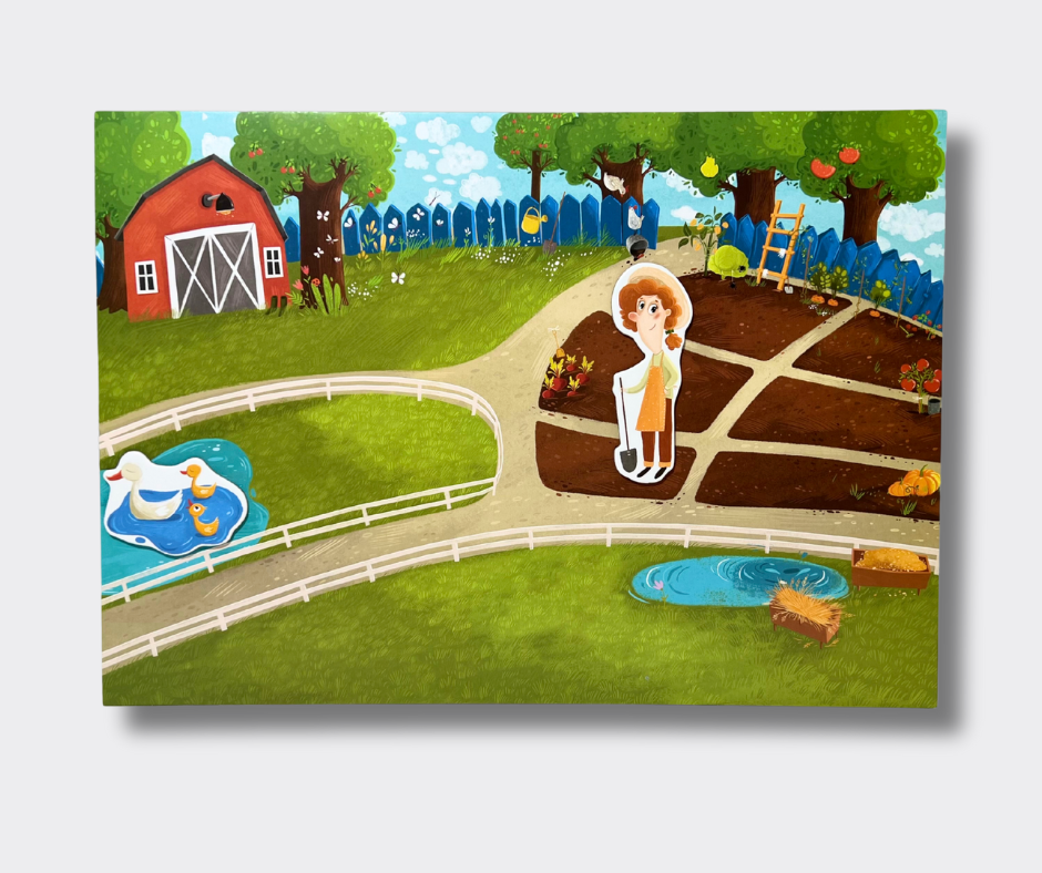 Dodo žaidimas - vaikas dėlioja ūkio scenas