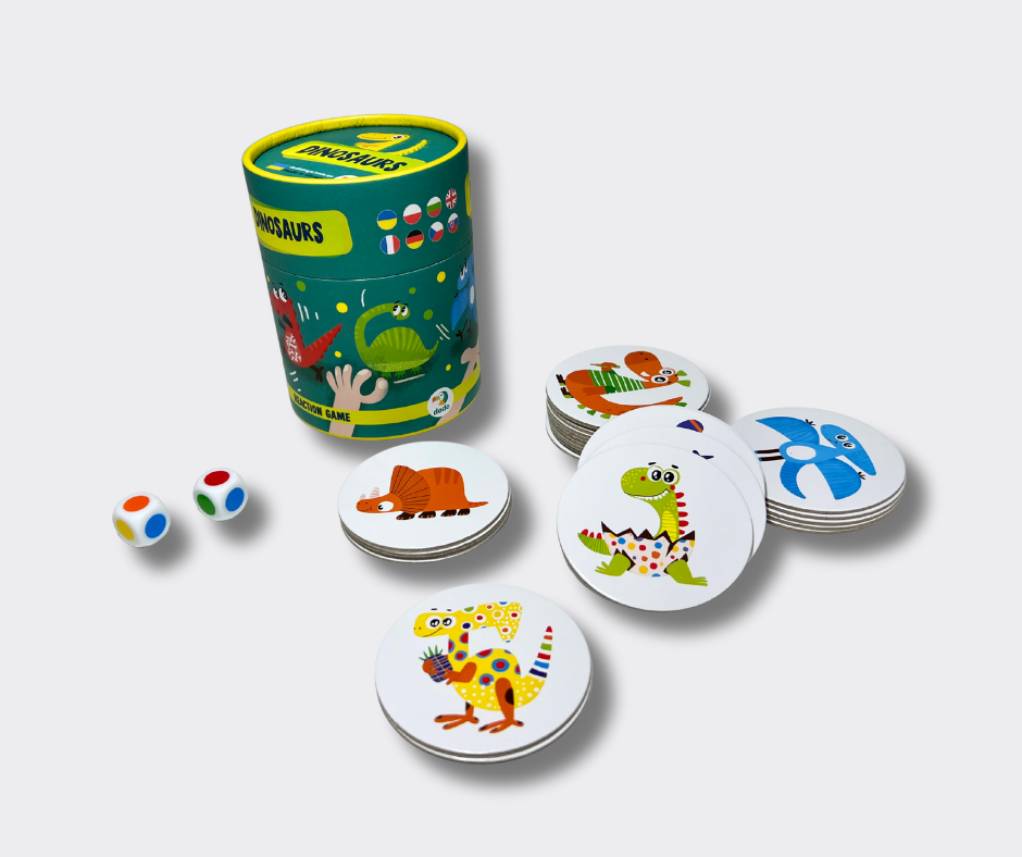 Dodo dinozaurų žaidimas - spalvingos kortelės vaikams