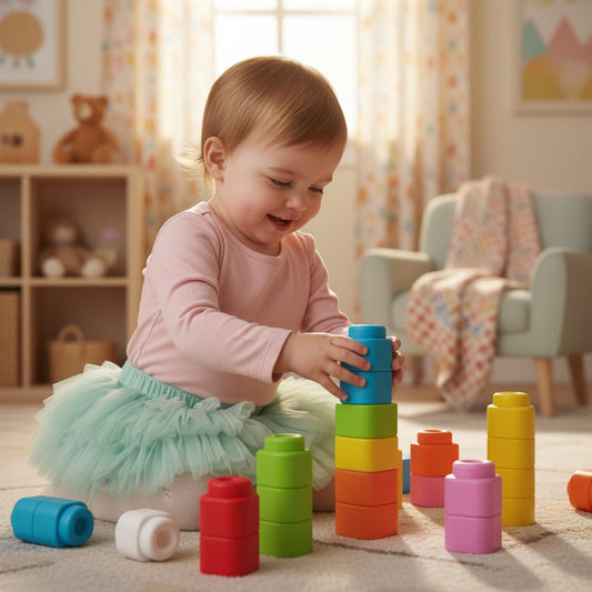 Ryškių spalvų silikoninės minkštos kaladėlės I Smilvipa